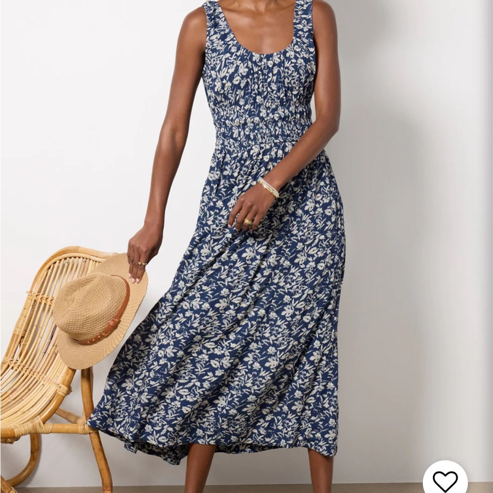 Evereve Blue and White Sleeveless Sundress Maxi